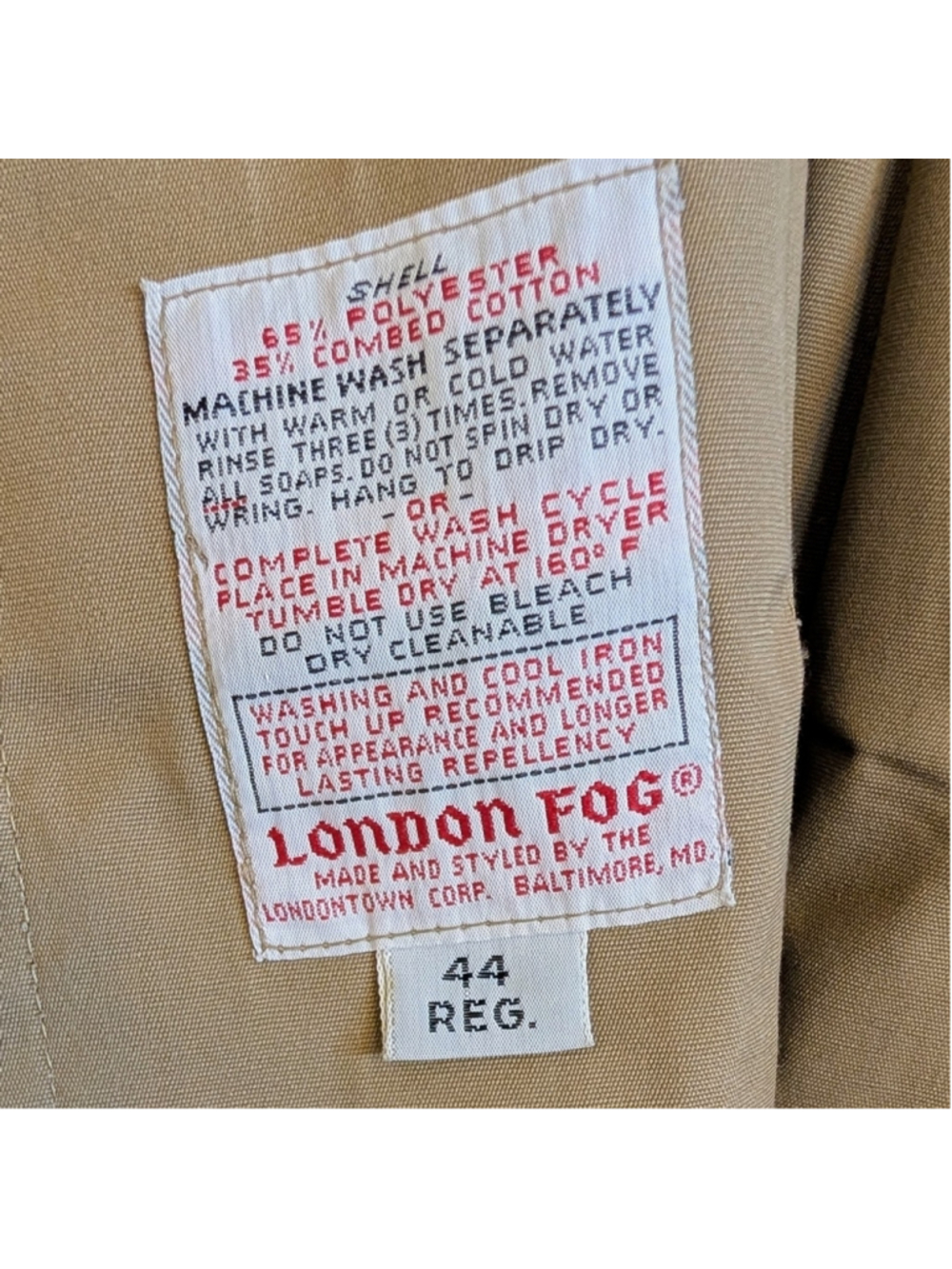 VTG London Fog Maincoats Tan Trench Coat Classic Tailored Overcoat Raincoat - Picture 10 of 16